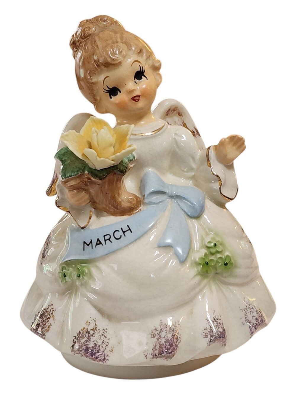 Vtg 1960’s Musical Angel MARCH Girl Figurine Happy Birthday PRICE IMPORT Japan